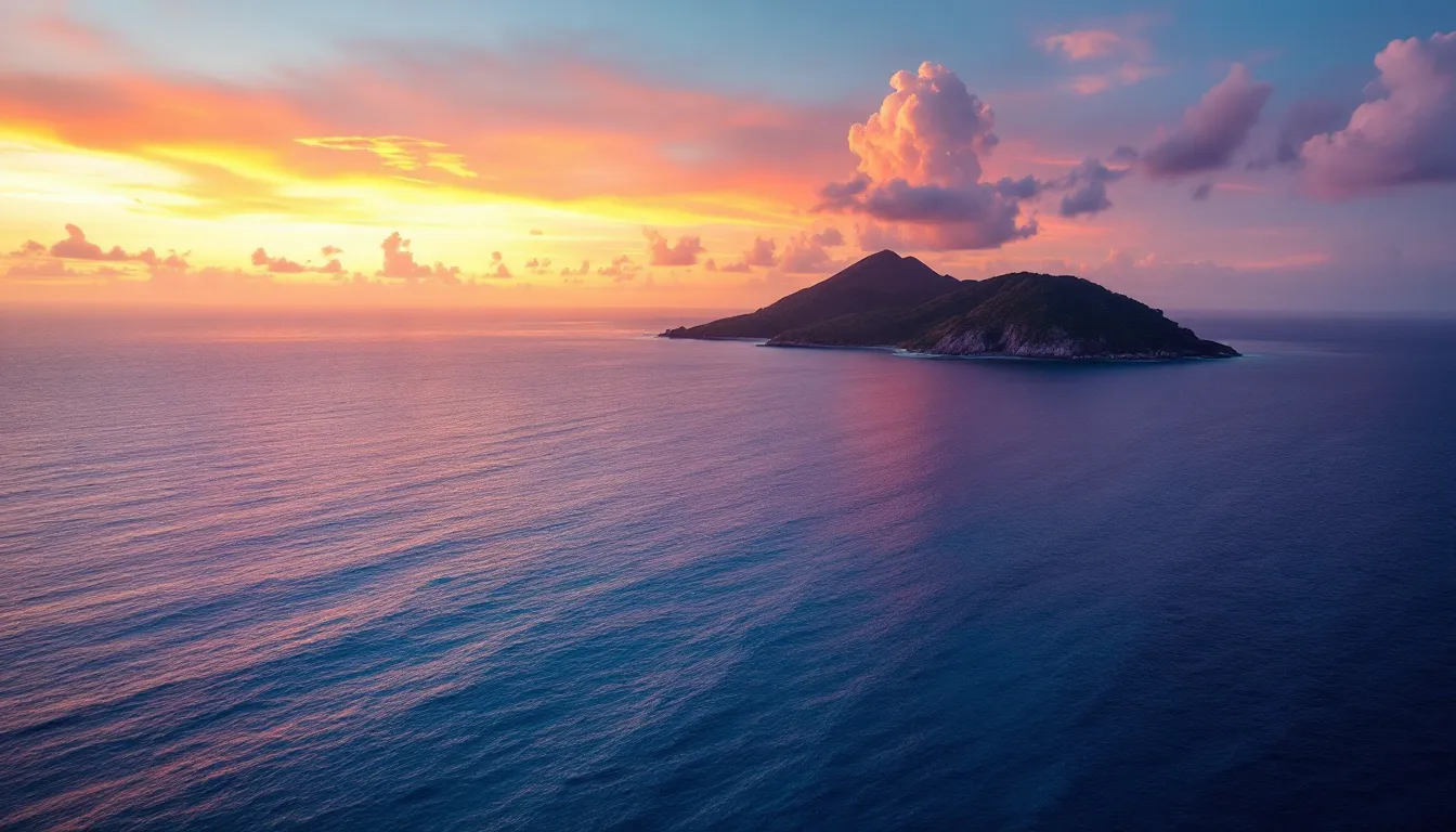 Un coucher de soleil spectaculaire sur une île des Caraïbes compressed Un coucher de soleil spectaculaire sur une île des Caraïbes compressed