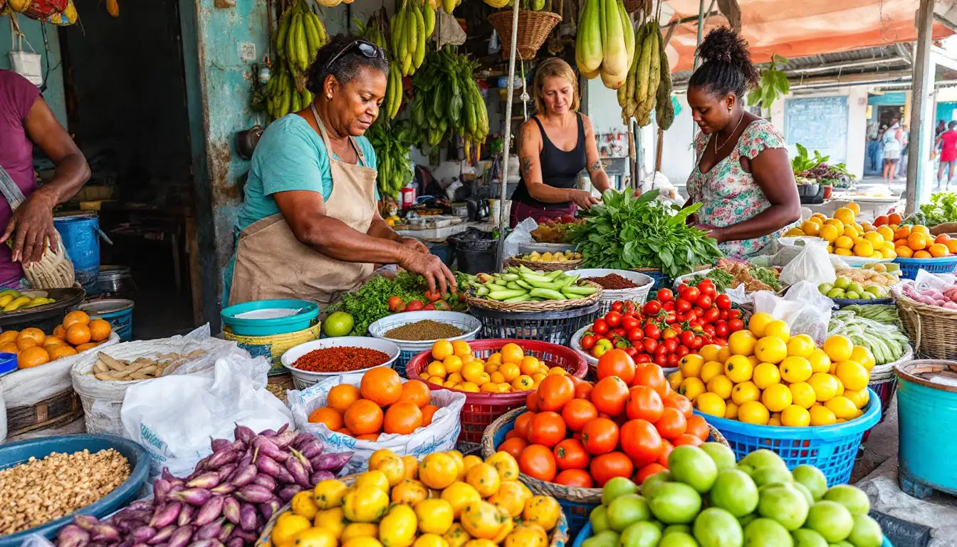 Un marché local sur une petite île des Caraïbes compressed Un marché local sur une petite île des Caraïbes compressed